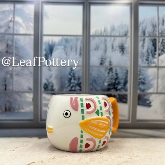 Colorful Fish Shaped Ceramic Mug 16oz Coffee Cup Whimsical Ocean-Inspired - Picture 10 of 10